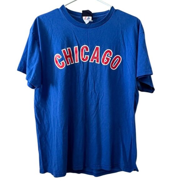 Ryne Sandberg Blue T SHIRT Jersey Chicago Cubs #23 Adult Measured Cooperstown - Picture 1 of 11